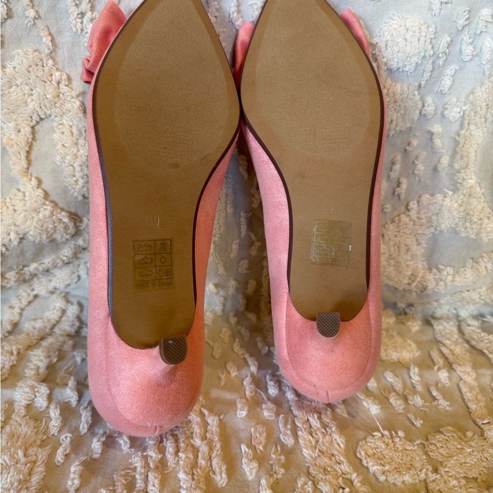 Journee Collection Coral Pink Bow Pointed-Toe Flats #536 - Picture 3 of 4